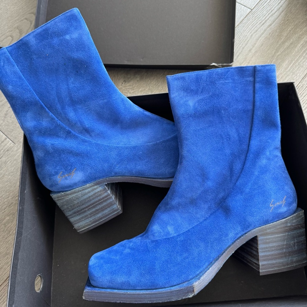 SUNNI SUNNI Men's Suede Boots In Electric Blue